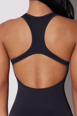 Oh Polly Petite^Petite Full Length Cut Out Back Unitard in Black