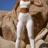 Oh Polly Petite^Petite High Waist FlexiRib Leggings in Bone