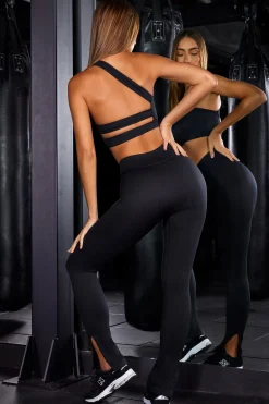 Oh Polly Women'S Clothing Sale - $65 And Under | Women'S Clothing Sale - $40 And Under^Petite High Waist Split Flare Ribbed Leggings in Black