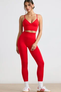 Oh Polly Petite^Petite High-Waist Define Luxe Leggings in Red