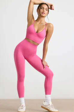 Oh Polly Petite^Petite High-Waist Define Luxe Leggings in Hot Pink