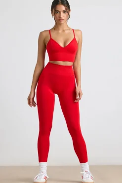 Oh Polly Petite^Petite High-Waist Define Luxe Leggings in Red
