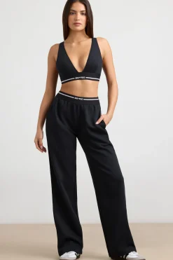 Oh Polly Petite^Petite High-Waist Straight-Leg Joggers in Black
