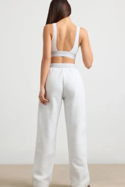 Oh Polly Petite^Petite High-Waist Straight-Leg Joggers in Grey Marl GreyMarl
