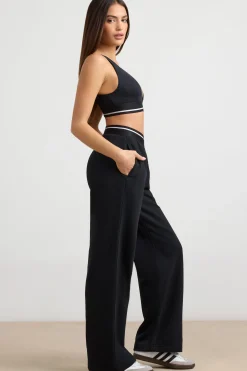 Oh Polly Petite^Petite High-Waist Straight-Leg Joggers in Black