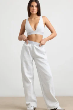 Oh Polly Petite^Petite High-Waist Straight-Leg Joggers in Grey Marl GreyMarl