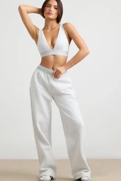 Oh Polly Petite^Petite High-Waist Straight-Leg Joggers in Grey Marl GreyMarl