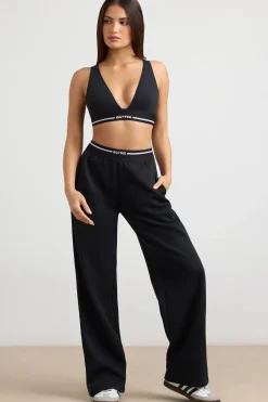 Oh Polly Petite^Petite High-Waist Straight-Leg Joggers in Black