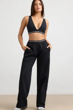 Oh Polly Petite^Petite High-Waist Straight-Leg Joggers in Black