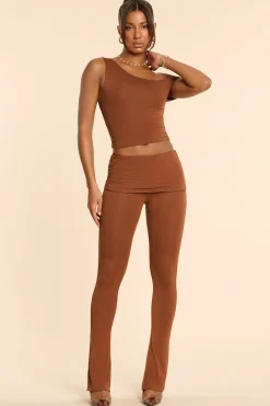 Oh Polly Women'S Clothing Sale - $65 And Under^Petite Mid Rise Modal Cashmere Blend Trousers in Chestnut Brown ChestnutBrown