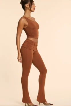 Oh Polly Women'S Clothing Sale - $65 And Under^Petite Mid Rise Modal Cashmere Blend Trousers in Chestnut Brown ChestnutBrown