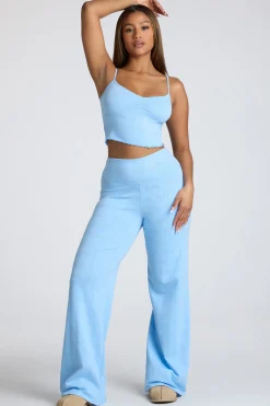 Oh Polly Women'S Clothing Sale - $65 And Under | Women'S Clothing Sale - $40 And Under^Petite Mid Rise Straight Leg Pointelle Trousers in Baby Blue BabyBlue