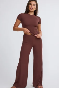 Oh Polly Women'S Clothing Sale - $65 And Under | Women'S Clothing Sale - $40 And Under^Petite Mid Rise Wide Leg Trouser in Chocolate