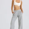 Oh Polly Petite^Petite Mid-Rise Straight-Leg Joggers in Grey Marl GreyMarl