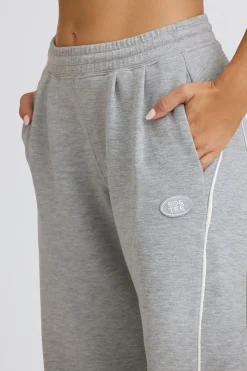 Oh Polly Petite^Petite Mid-Rise Straight-Leg Joggers in Grey Marl GreyMarl