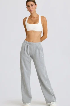 Oh Polly Petite^Petite Mid-Rise Straight-Leg Joggers in Grey Marl GreyMarl