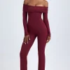 Oh Polly Jumpsuits & Unitards^Petite Modal Off-Shoulder Ruched Jumpsuit in Wine Red WineRed