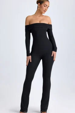 Oh Polly Jumpsuits & Unitards^Petite Modal Off-Shoulder Ruched Jumpsuit in Black