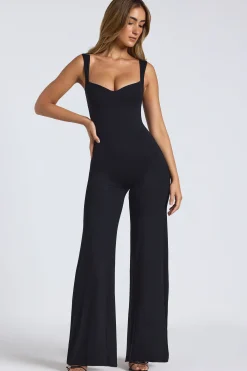 Oh Polly Fall Outfits^Petite Modal Sweetheart Neckline Wide Leg Jumpsuit in Black
