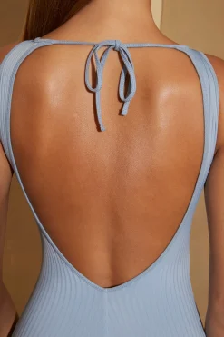 Oh Polly Women'S Clothing Sale - $65 And Under | Women'S Clothing Sale - $40 And Under^Petite Ribbed Cut Out Back Jumpsuit in Light Blue LightBlue