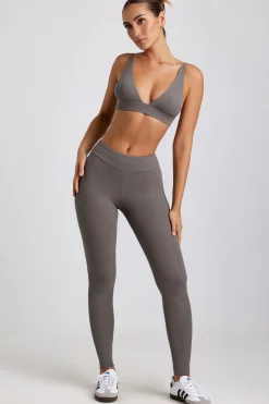 Oh Polly Women'S Clothing Sale - $65 And Under | Women'S Clothing Sale - $40 And Under^Petite Ribbed Modal High Waist Leggings in Grey