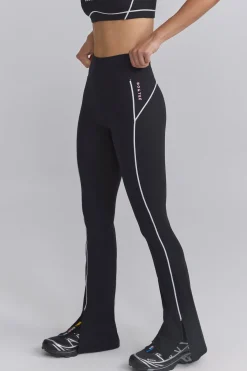 Oh Polly Petite^Petite Soft Active Contrast-Trim Flared Trousers in Black