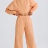 Oh Polly Petite^Petite Straight-Leg Joggers in Peach