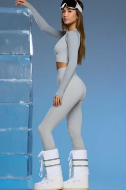 Oh Polly Petite^Petite Super Sculpt Base Layer Leggings in Light Grey LightGrey