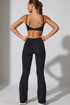 Oh Polly Petite^Petite Twist Waist Flare Leggings in Black