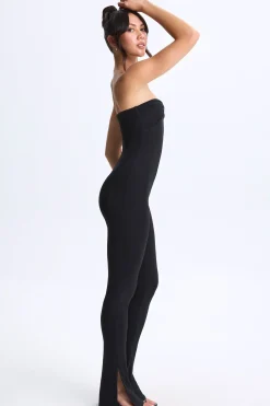 Oh Polly Women'S Clothing Sale - $65 And Under^Petite Twist-Front Split Hem Flared Jumpsuit in Black