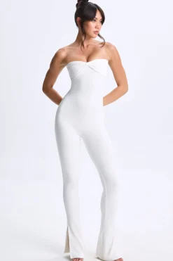 Oh Polly Women'S Clothing Sale - $65 And Under^Petite Twist-Front Split Hem Flared Jumpsuit in White