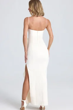 Oh Polly Bride To Be^Plissé Ruffle-Trim Maxi Dress in Ivory