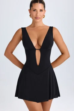Oh Polly Night Out^Plunge Cut-Out Mini Dress in Black