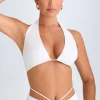 Oh Polly Co-Ords | Tops^Plunge Hardware-Detail Halterneck Crop Top in White