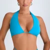 Oh Polly Co-Ords | Tops^Plunge Hardware-Detail Halterneck Crop Top in Aqua Blue AquaBlue