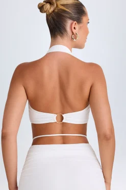 Oh Polly Co-Ords | Tops^Plunge Hardware-Detail Halterneck Crop Top in White