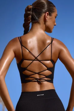 Oh Polly Women'S Clothing Sale - $65 And Under | Women'S Clothing Sale - $40 And Under^Plunge Neck Open Back FlexiRib Sports Bra in Black