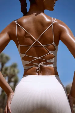 Oh Polly Matching Sets | Tops^Plunge Neck Open Back FlexiRib Sports Bra in Soft Grey SoftGrey