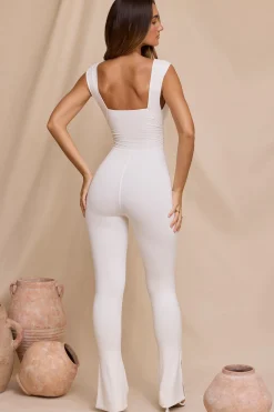 Oh Polly Jumpsuits & Unitards^Plunge Neck Ruched Waist Jumpsuit in White