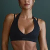 Oh Polly Matching Sets | Sports Bras^Plunge Neck Wrap Over Sports Bra in Black