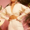 Oh Polly Women'S Clothing Sale - $65 And Under | Women'S Clothing Sale - $40 And Under^Plunge Neck Wrap Top in Ivory