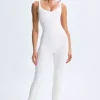Oh Polly Women'S Clothing Sale - $65 And Under | Women'S Clothing Sale - $40 And Under^Plunge Open-Back Flared Jumpsuit in White