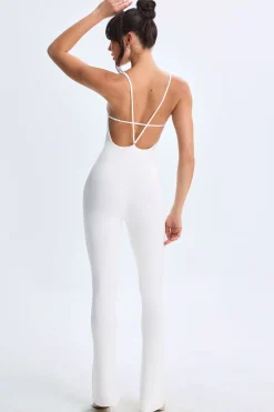 Oh Polly Women'S Clothing Sale - $65 And Under | Women'S Clothing Sale - $40 And Under^Plunge Open-Back Flared Jumpsuit in White
