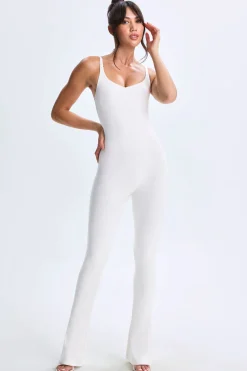 Oh Polly Women'S Clothing Sale - $65 And Under | Women'S Clothing Sale - $40 And Under^Plunge Open-Back Flared Jumpsuit in White