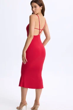 Oh Polly Women'S Clothing Sale - $65 And Under | Women'S Clothing Sale - $40 And Under^Plunge Open-Back Midaxi Dress in Cherry Red CherryRed