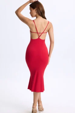 Oh Polly Women'S Clothing Sale - $65 And Under | Women'S Clothing Sale - $40 And Under^Plunge Open-Back Midaxi Dress in Cherry Red CherryRed