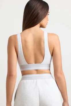 Oh Polly Matching Sets | Tops^Plunge-Neck Crop Top in Grey Marl GreyMarl