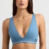 Oh Polly Matching Sets | Tops^Plunge-Neck Crop Top in Steel Blue SteelBlue