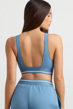 Oh Polly Matching Sets | Tops^Plunge-Neck Crop Top in Steel Blue SteelBlue