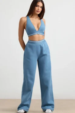 Oh Polly Matching Sets | Tops^Plunge-Neck Crop Top in Steel Blue SteelBlue